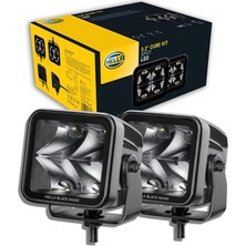 Misda Store Led-Uzun Huzme Far Cube Kit 3.2" - 12/24V - 3000LM - Dörtgen - Spot Işıklandırma Sistemi - Kablo Uzunluğu: 500MM - Soket Modeli: Deutsch Soket - Takım - Miktar: 2 LED Lightbar - 1fa 358 176-821
