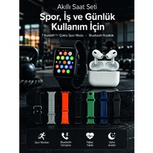 ENCO Mey Ithalat® Akıllı Saat, Bluetooth Kulaklık ve 7 Farklı Kordon Tek Kutuda Günlük Kullanım