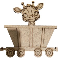 Ardecem Bilgisayar Boyanabilir Ahşap Vagonlu Zürafa Figürü 14X13 cm 10 Adet