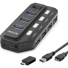 Skygo USB Type-C 3.2 Gen1 Anahtarlı Hub 7 Port 5 Gbps Siyah U332