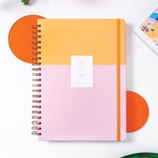 Misda Store 20X28 Spiralli Sert Kapak Lastikli Çizgili Not Defteri Pembe