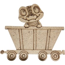 Ardecem Bilgisayar Boyanabilir Ahşap Vagonlu Dinozor Figürü 13X13 cm 10 Adet
