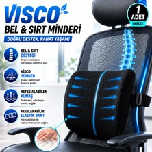 Baffhome Visco Bel ve Sırt Minderi Ortopedik Bel Desteği  Visco  Ofis Koltuğu Araç Koltuğu Sandalye Destek Yastığı Siyah