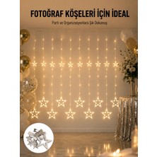 Epilons Dekoratif Yıldız Peri LED Perde 3x3 Metre Ortam Işığı Yeni Nesil