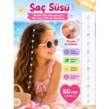 Rhea & Co. Işıltılı Kalp Boncuklu Çocuk Saç Süsü - 50 cm (Pratik Tel Tokalı)