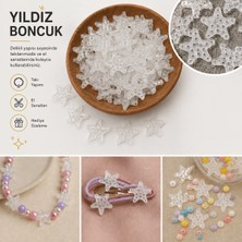 Major Hobi 34 mm Şeffaf Yıldız Boncuk – Takı ve El Sanatları Için Delikli Dekoratif Akrilik Boncuk 30LU