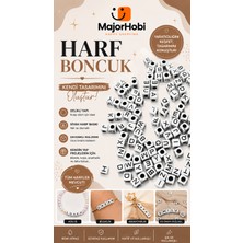 Major Hobi 6x6 mm Harf Boncuk 100LÜ Paket – Beyaz Kare Alfabe Boncuğu Takı Yapımı ve Dıy Malzemesi