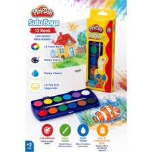ArtMaster 12 Renk Sulu Boya 23MM 1 Paket Play-Doh 12 Li Suluboya Fırça Hediyeli Canlı Renkler Kaliteli Yıkanabilir Zararsız Küçük