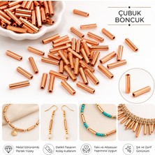 Major Hobi 20 mm Metal Görünümlü Çubuk Boncuk – Takı Yapımı Için Parlak Silindir Ara Boncuk