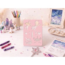 Ada Goods Montessori Magical Unicorn Çizim Şablonu (20X15 Cm) - Çocuklar Için Unicorn Resim Stencil Cetveli
