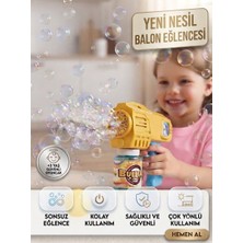 Rhea & Co. Sarı Otomatik Bubble Balon Tabancası Köpük Solüsyonlu Eğlenceli Çocuk Oyuncağı