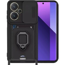 Xiaomi Redmi Note 13 Pro Plus Kılıf Zuma Kartvizitli Yüzüklü Silikon - Siyah
