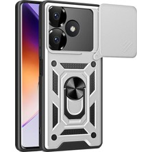 Xiaomi Redmi 13 4g Kılıf Pars Lens Yüzüklü Silikon - Gümüş