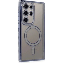 Samsung Galaxy S24 Ultra Kılıf Joke Simli Magneticsafe Kılıf - Mavi