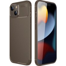 Apple Iphone 14 Kılıf Auto Focus Karbon Kapak - Kahverengi