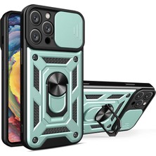 Apple Iphone 16 Pro Kılıf Pars Lens Yüzüklü Silikon - Yeşil