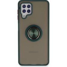 Samsung Galaxy A22 Kılıf Montreal Yüzüklü Silikon Kapak - Yeşil