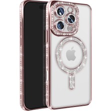 Eseno Select iPhone 16 Pro Max Uyumlu Kılıf Joke Simli Magneticsafe Kapak - Pembe