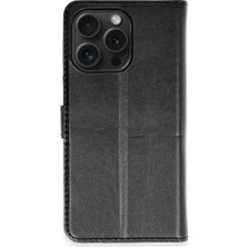 Apple iPhone 15 Pro Max Kılıf Trend S Plus Kapaklı Kılıf - Siyah