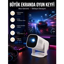 Şarjlı Projeksiyon Oyun Sinema Projektörü 4K Hd Görüntü Kaliteli Yeni Nesil Midastech