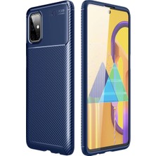 Samsung Galaxy M51 Kılıf Auto Focus Karbon Kapak - Lacivert