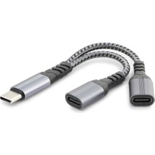 Type-C To 2*type-C F Kablo Car Şarj 100W Siyah GJ-017 Midastech
