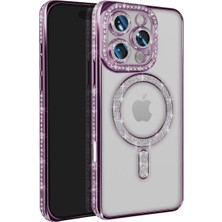 Apple iPhone 16 Pro Max Kılıf Joke Simli Magneticsafe Kılıf - Derin Mor