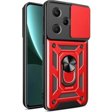 Xiaomi Redmi Note 13 Pro Plus Kılıf Pars Lens Yüzüklü Silikon - Kırmızı