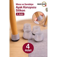 MAİN SHOP 4 Adet Gri Şeffaf Silikon Sandalye Ayak Koruyucu Çizilmeyi ve Sesi Önleyen Masa Ayak Kılıfı Zemin Koruyucu M-1002