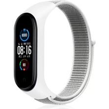 Xiaomi Mi Band 4 Hasırlı Cırtcırtlı Kordon - Beyaz