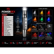Powerdex PD-9007 Şarjlı El Feneri 20W 500 Lümen 2200MAH Alüminyum Kasa Type-C Şarjlı Uv LED 6 Işık Modu