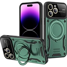 Apple iPhone 16 Pro Kılıf Joy Lens Standlı Kapak - Koyu Yeşil