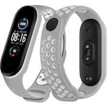 Xiaomi Mi Band 4 Spor Delikli Kordon - Gri-Beyaz