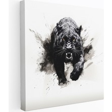 Popcasso Minimalist Siyah Beyaz Kara Panter Kanvas Tablo