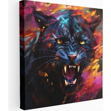 Popcasso Kara Panter Soyut Dijital Sanat Kanvas Tablo