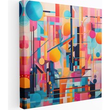 Popcasso Geometrik Soyut Desenler ile Asya Temalı Kanvas Tablo