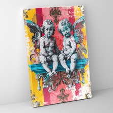 Popcasso Barok Melekler Pop Art Kanvas Tablo Klasik ve Modern Tarzların Buluşması Duvar Sanatı