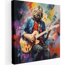 Popcasso Soyut Dışavurumcu Kurt Cobain Kanvas Tablo - Cesur Fırça Darbeleri ile Gitar Duvar Tablosu