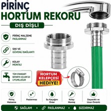 Karapolat Yapı     Pirinç Dış Dişli Musluk Ucu Hortum Rekoru + Hortum Kelepçesi Hediyeli Musluğa Hortum Bağlama Aparatı