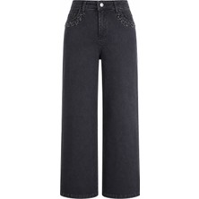 Trender Taşlı Siyah Kadın Jean Pantolon 7984