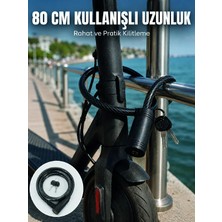 Aesco Bisiklet ve Scooter Kilidi 12 mm Çelik Halat 80 cm Anahtarlı Kilit Pvc Koruyucu Kaplama 2 Anahtarlı Güvenlik Sistemi