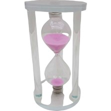 Aesco Büyük Cam Kum Saati Cam Standlı 15 Dakika - Çap: 7.7cm-Yükseklik: 14.7cm