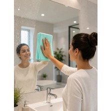 Aesco Çok Amaçlı Mikrofiber Cam Bezi Cam Ayna Duşakabin ve Parlak Yüzey Temizlik Bezi