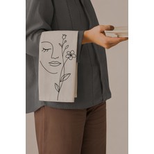 Grafiklas Sanat ve Çiçek Desenli, 4'lü Amerikan Servis Takımı, 32X43 Cm, Runner, Organik Ham Keten, Dijital Baskı
