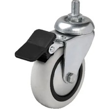Aesco 354 - 75X25 mm Pvc Makaralı Vidalı Frenli Teker 4 Adet