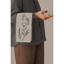 Grafiklas Lale Çiçek Desenli Dijital Baskılı Amerikan Servis 4'lü Set - %100 Ham Keten Runner Masa Örtüsü 32X43 cm