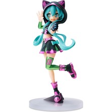 Dek Hatsune Miku Vocaloid Kedi Kulaklı Mikrofonlu Figür 19 cm Pvc Koleksiyon Figürü