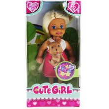 MEGA Cute Girl Kahverengi Köpekli ve Sarışın Mini Bebek