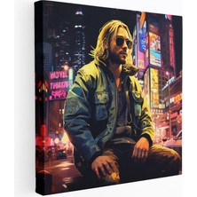 Popcasso Siberpunk Temalı Kurt Cobain Duvar Tablosu - Gelecekçi Rockstar Tasarımı