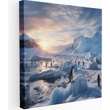Popcasso Penguen Manzaralı Dekoratif Kanvas Tablo